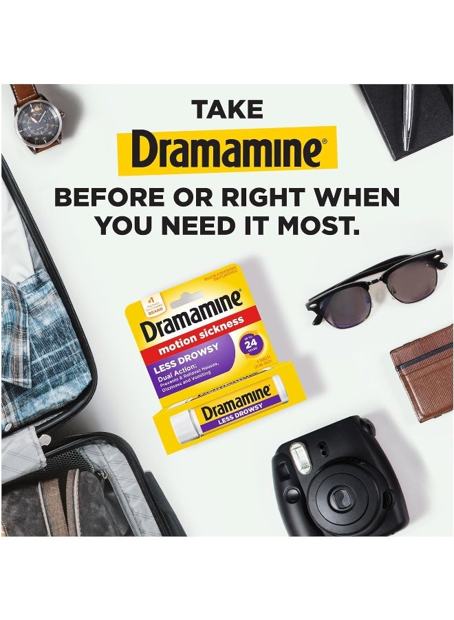 Dramamine Motion Sickness Less Drowsy, Travel Vial, 8 Count (Pack of 1) - Image 3